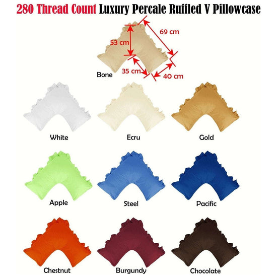 280TC Luxury Percale Ruffled V Pillowcase Chocolate - Magdasmall