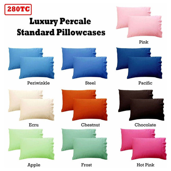280TC Luxury Percale Standard Pillowcases Pacific - Magdasmall