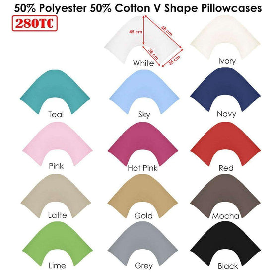 280TC Polyester Cotton V Shape Pillowcase Grey - Magdasmall