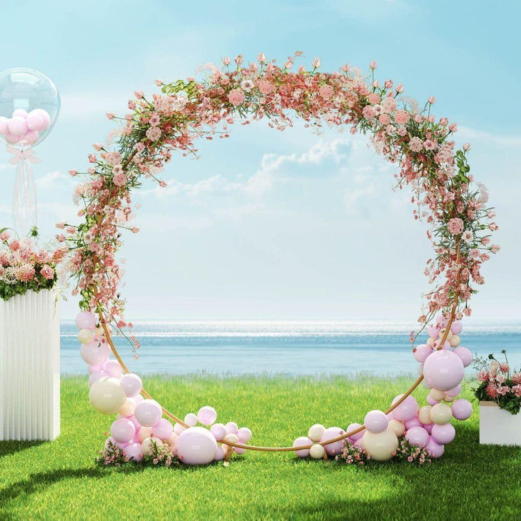 2M Round Backdrop Stand Wedding Background Decoration Party Flower Balloon Display - Magdasmall