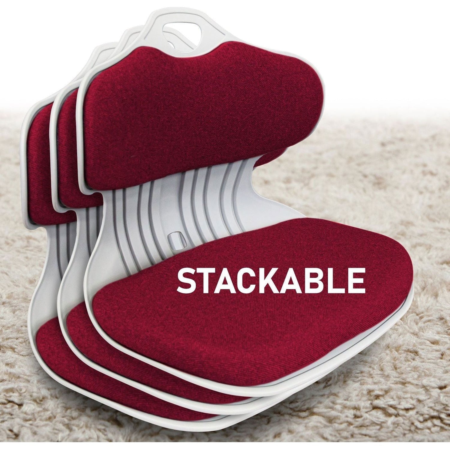 2X Slender Chair Posture Correction Seat Floor Lounge Padded Stackable RED - Magdasmall