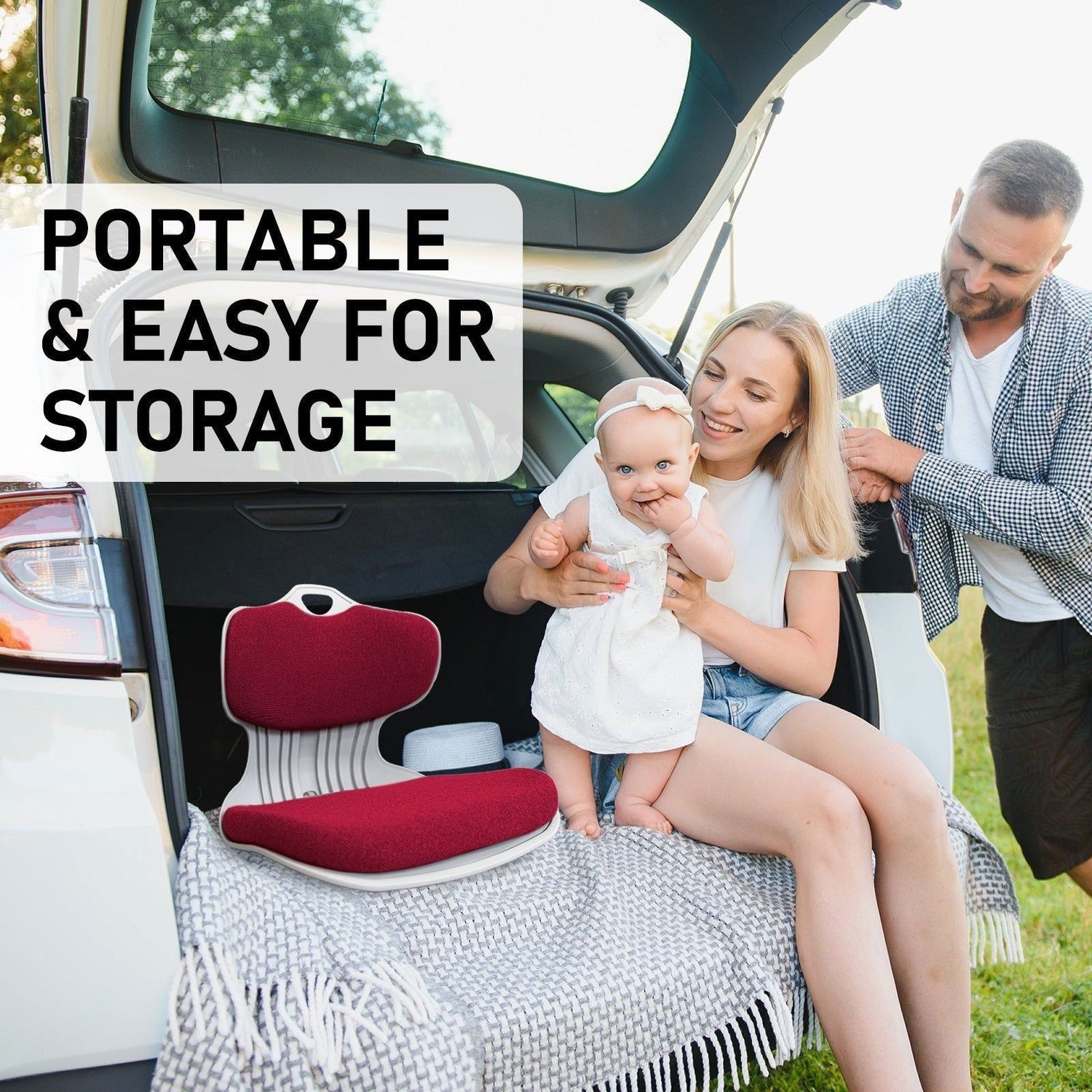 2X Slender Chair Posture Correction Seat Floor Lounge Padded Stackable RED - Magdasmall