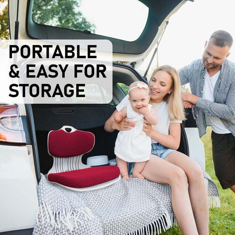 2X Slender Chair Posture Correction Seat Floor Lounge Padded Stackable RED - Magdasmall