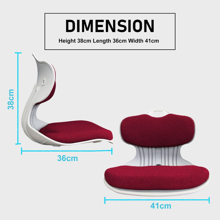 2X Slender Chair Posture Correction Seat Floor Lounge Padded Stackable RED - Magdasmall