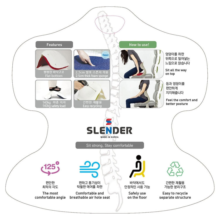 2X Slender Chair Posture Correction Seat Floor Lounge Padded Stackable RED - Magdasmall