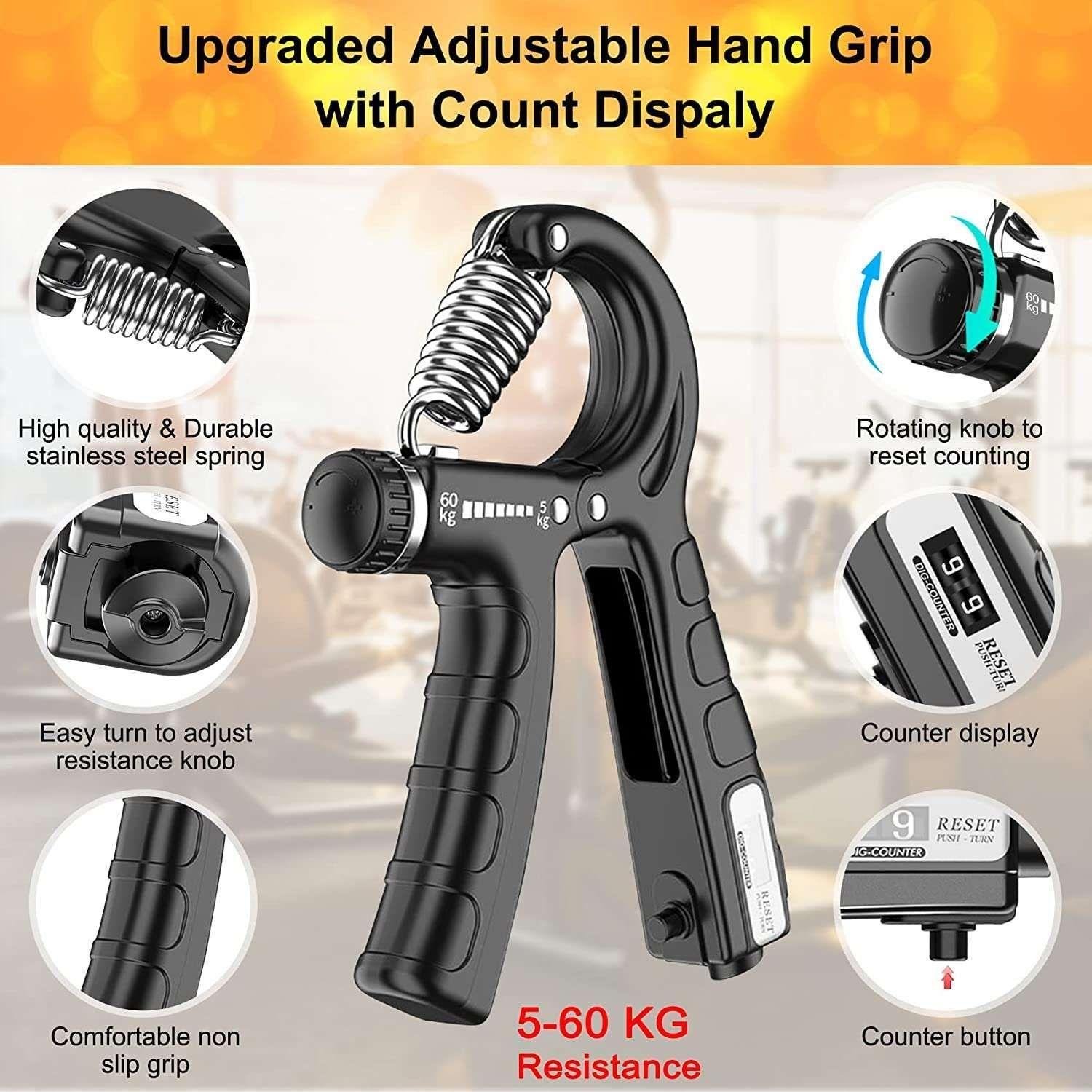 2 Pack Adjustable Hand Grip Strengthener for Hand Grip Strength and Wrist Rehabilitation (Resistance 5-60 kg) - Magdasmall