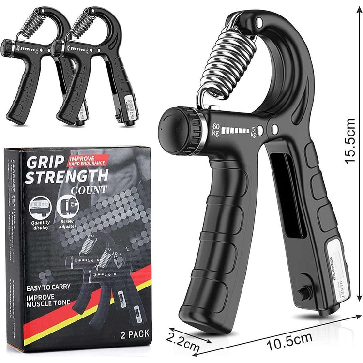 2 Pack Adjustable Hand Grip Strengthener for Hand Grip Strength and Wrist Rehabilitation (Resistance 5-60 kg) - Magdasmall