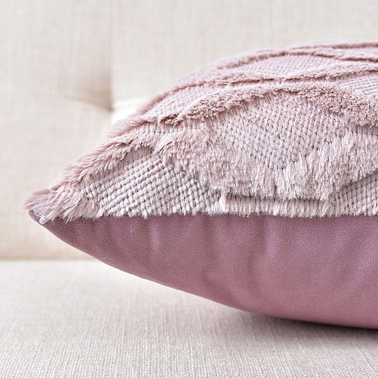 2 Pack Decorative Boho Throw Pillow Covers 45 x 45 cm (Pink) - Magdasmall