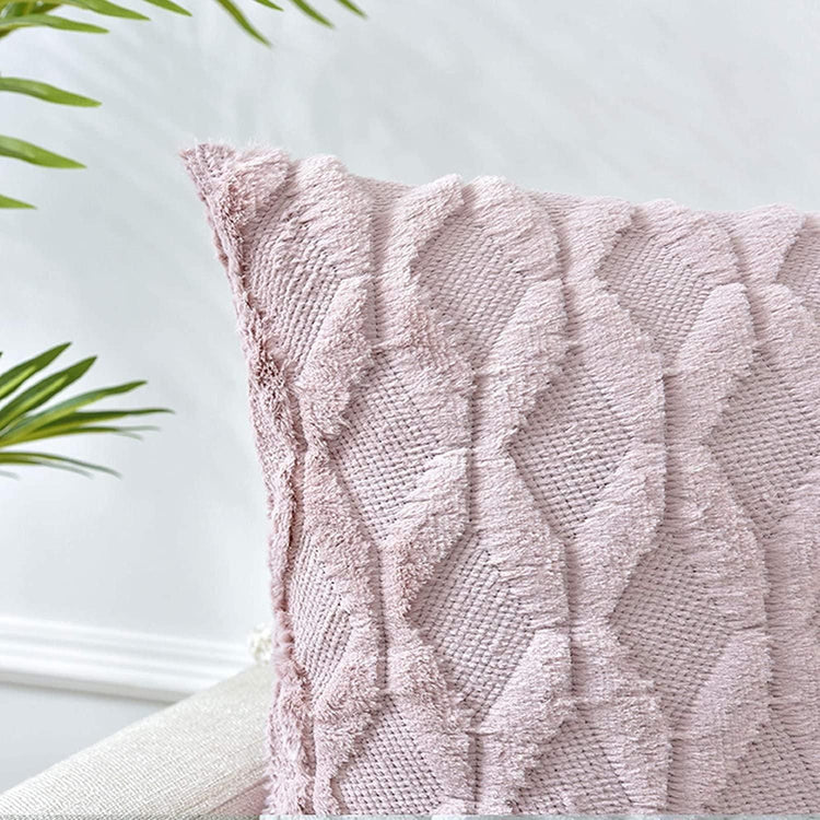 2 Pack Decorative Boho Throw Pillow Covers 45 x 45 cm (Pink) - Magdasmall