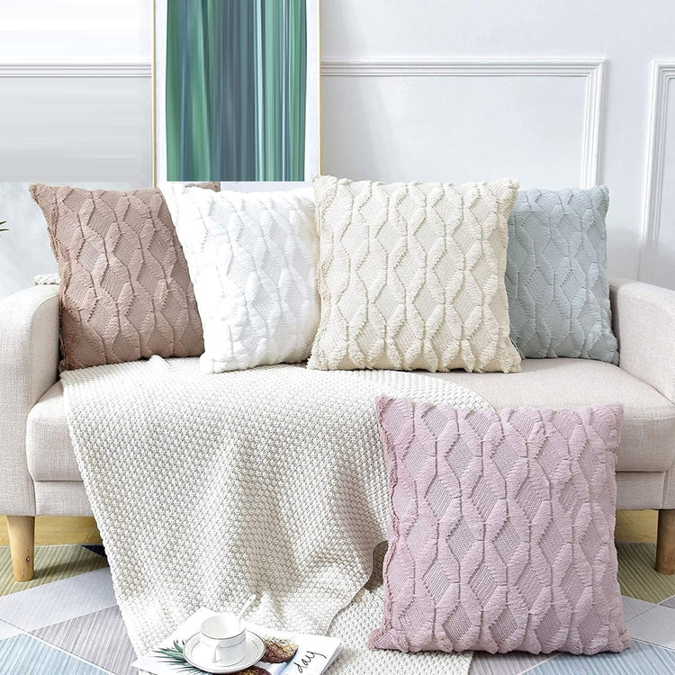 2 Pack Decorative Boho Throw Pillow Covers 45 x 45 cm (Pink) - Magdasmall