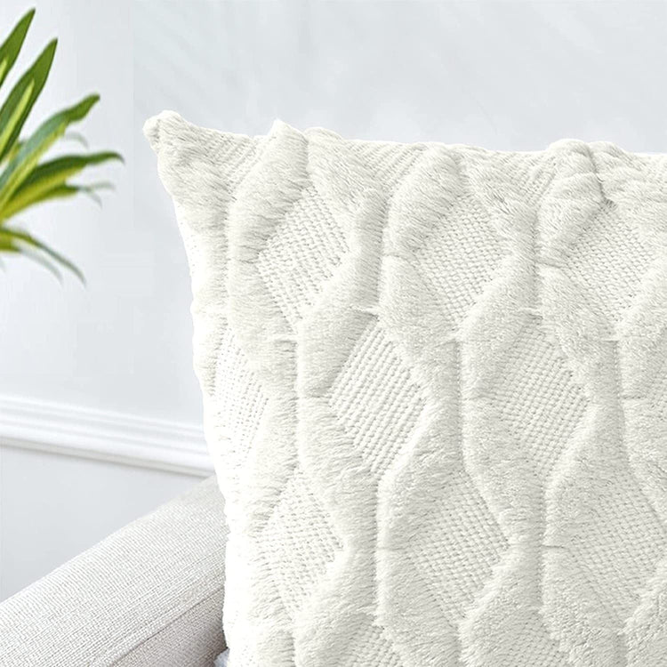 2 Pack Decorative Boho Throw Pillow Covers 45 x 45 cm (White) - Magdasmall