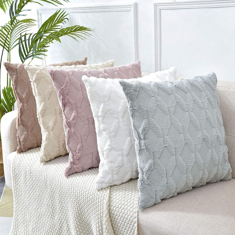 2 Pack Decorative Boho Throw Pillow Covers 45 x 45 cm (White) - Magdasmall