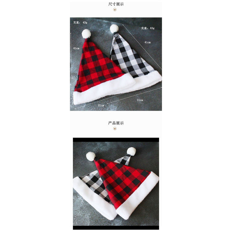 2 Pack Plaid Santa Hats for Adults, Buffalo Check Christmas Hats with White Fur Trim - Magdasmall