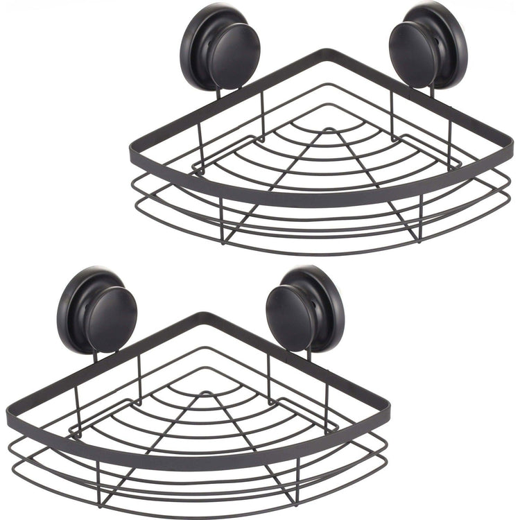 2 Pack Round Corner Shower Caddy Shelf Basket Rack with Premium Vacuum Suction Cup No-Drilling for Bathroom and Kitchen - Magdasmall