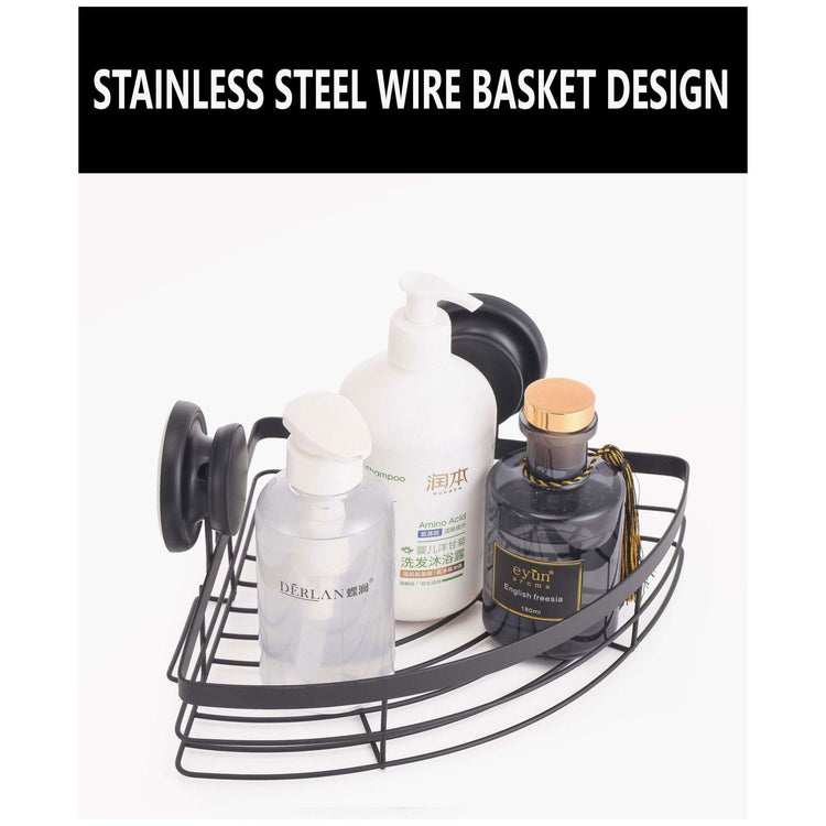 2 Pack Round Corner Shower Caddy Shelf Basket Rack with Premium Vacuum Suction Cup No-Drilling for Bathroom and Kitchen - Magdasmall