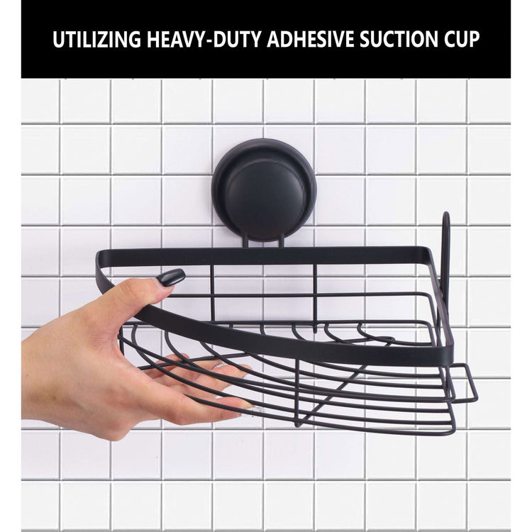 2 Pack Round Corner Shower Caddy Shelf Basket Rack with Premium Vacuum Suction Cup No-Drilling for Bathroom and Kitchen - Magdasmall
