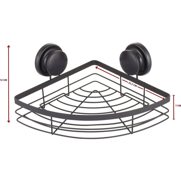 2 Pack Round Corner Shower Caddy Shelf Basket Rack with Premium Vacuum Suction Cup No-Drilling for Bathroom and Kitchen - Magdasmall