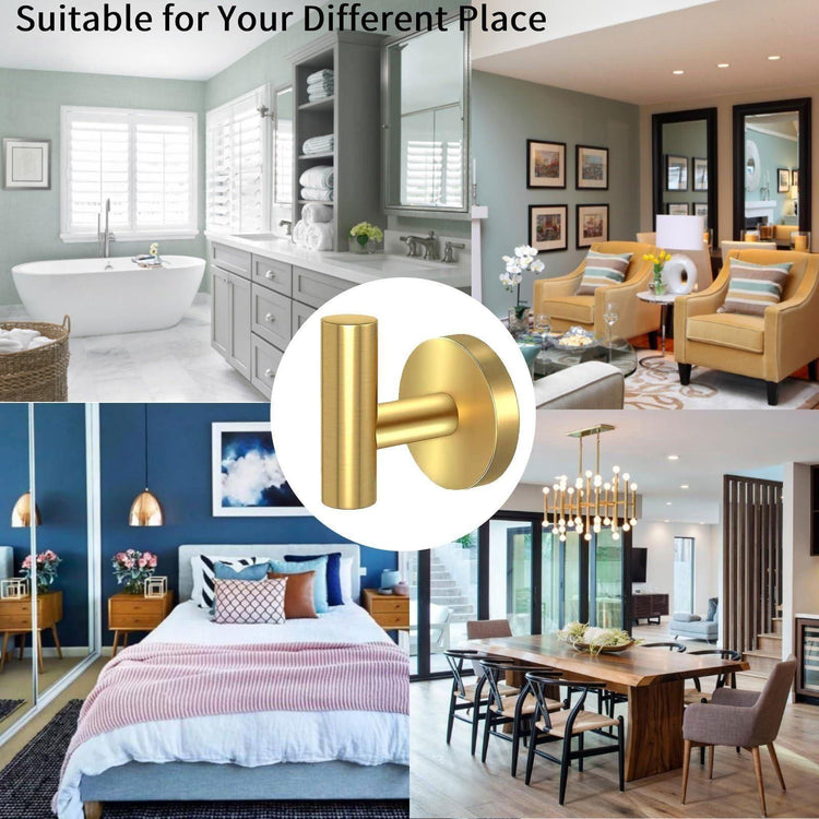 2 Pcs Wall Mount Bathroom Towel Hooks Holder Cloth Hanger Hook Kitchen Door Hanger Gold - Magdasmall