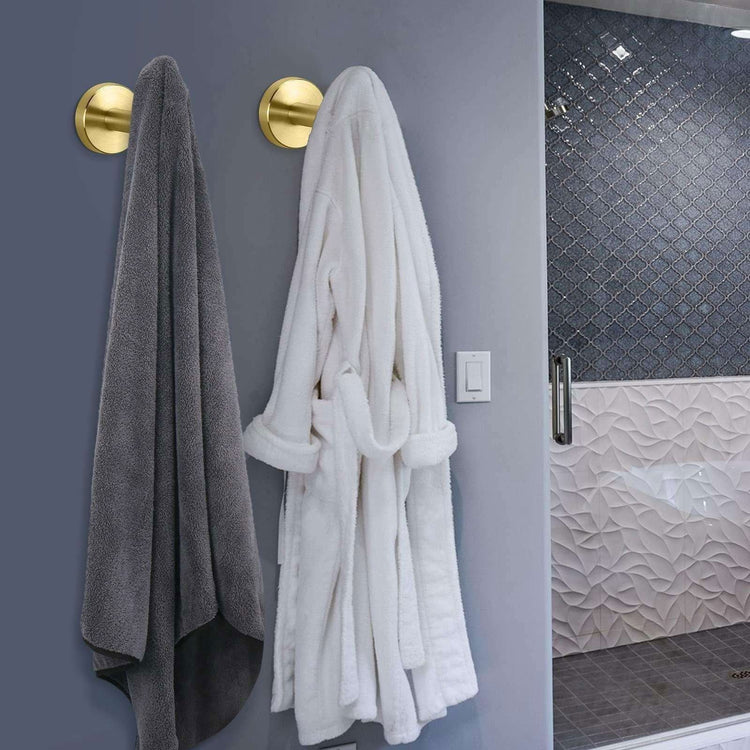 2 Pcs Wall Mount Bathroom Towel Hooks Holder Cloth Hanger Hook Kitchen Door Hanger Gold - Magdasmall