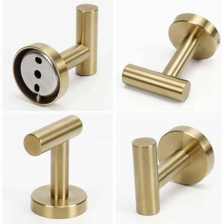 2 Pcs Wall Mount Bathroom Towel Hooks Holder Cloth Hanger Hook Kitchen Door Hanger Gold - Magdasmall