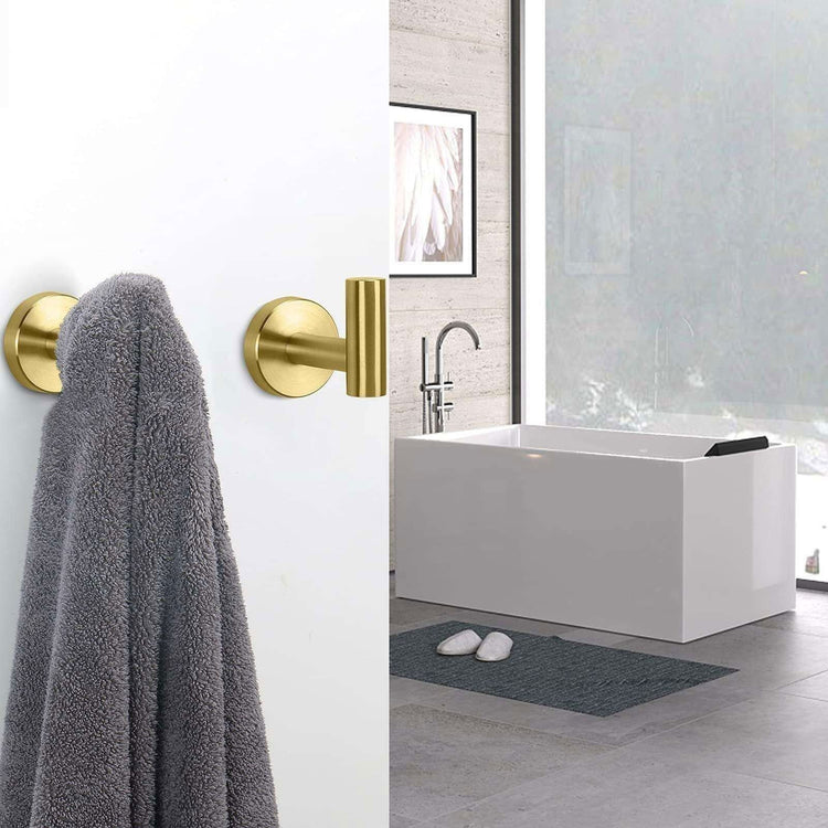 2 Pcs Wall Mount Bathroom Towel Hooks Holder Cloth Hanger Hook Kitchen Door Hanger Gold - Magdasmall