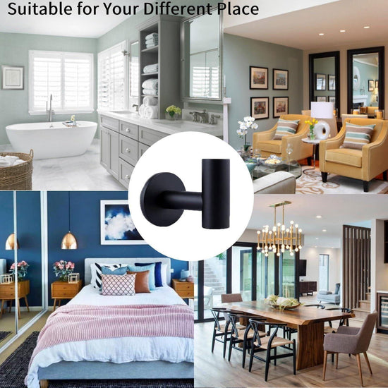 2 Pcs Wall Mount Self Adhesive Bathroom Towel Hooks Holder Cloth Hanger Hook Door Hanger Black - Magdasmall