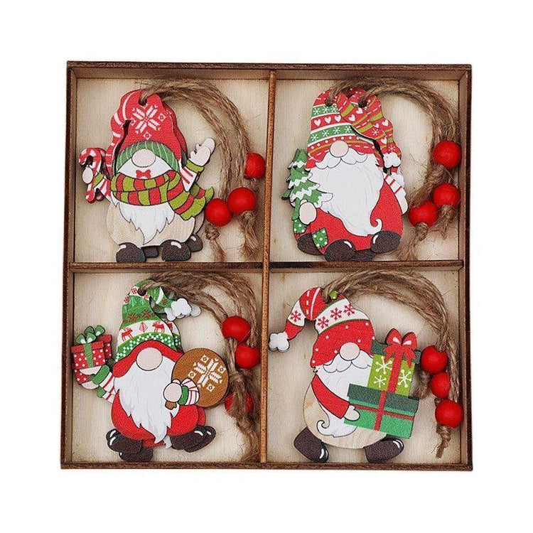 (2 set)Christmas Gnome Ornaments Set - Festive Wooden Decorations for Tree, Set of 12 - Magdasmall