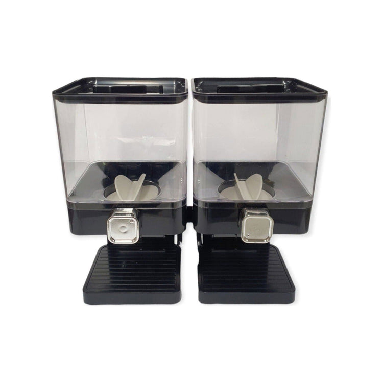 2 x 3.7L Double Cereal Dispenser Black - Square Rice Beans Countertop Storage - Magdasmall