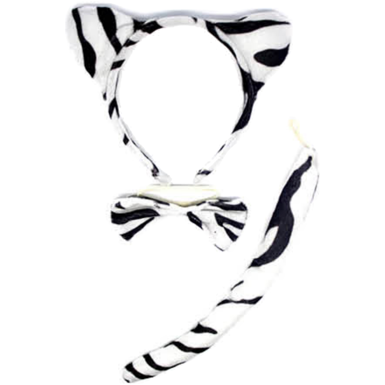 2pc Set Animal Headband w Bow Tail Rabbit + Zebra Ears Costume Halloween Party - Magdasmall