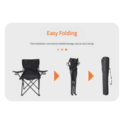 2pcs Black Portable Folding Camping Chair with Armrests and Cup Holder - Magdasmall
