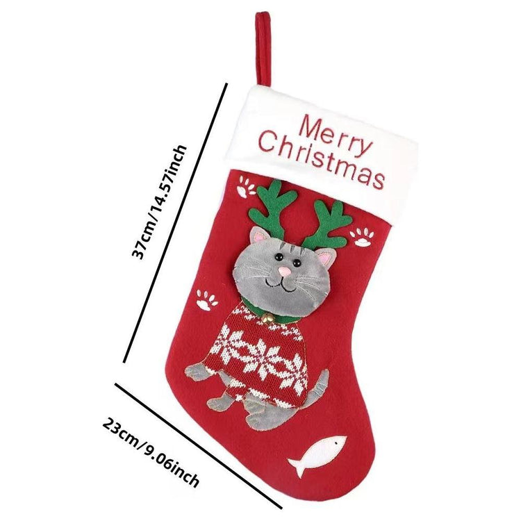 2pcs cute cat christmas stockings cartoon christmas socks gift bag christmas decoration socks christmas tree pendant - Magdasmall