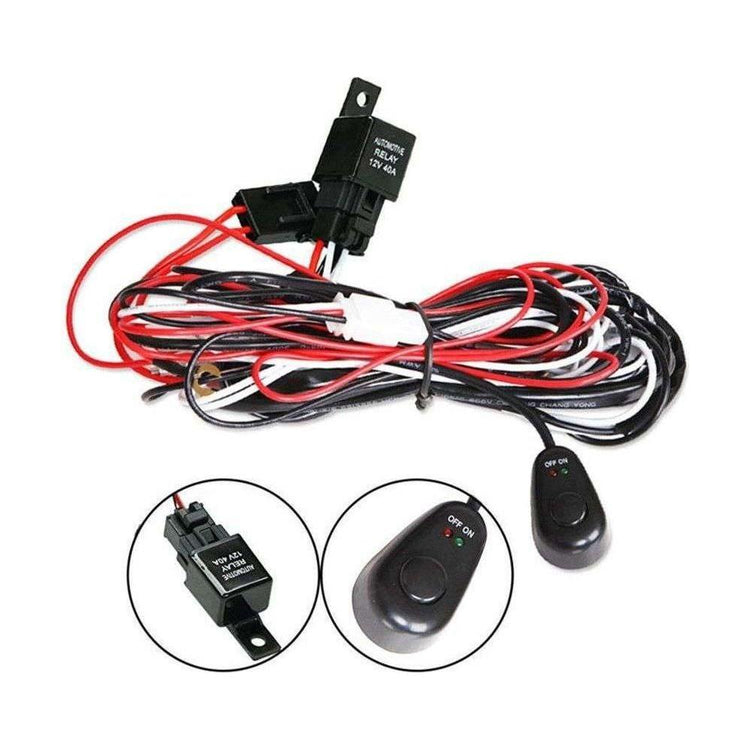 2way LED Universal Driving light Wiring Loom Harness 12V 24V 40A Relay Switch - Magdasmall