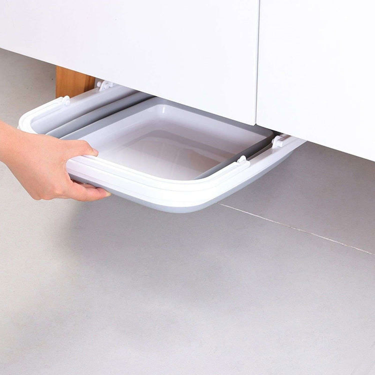 2x 9L Collapsible Laundry Folding Basket Wash Clothes w Handles Bin - Grey/White - Magdasmall