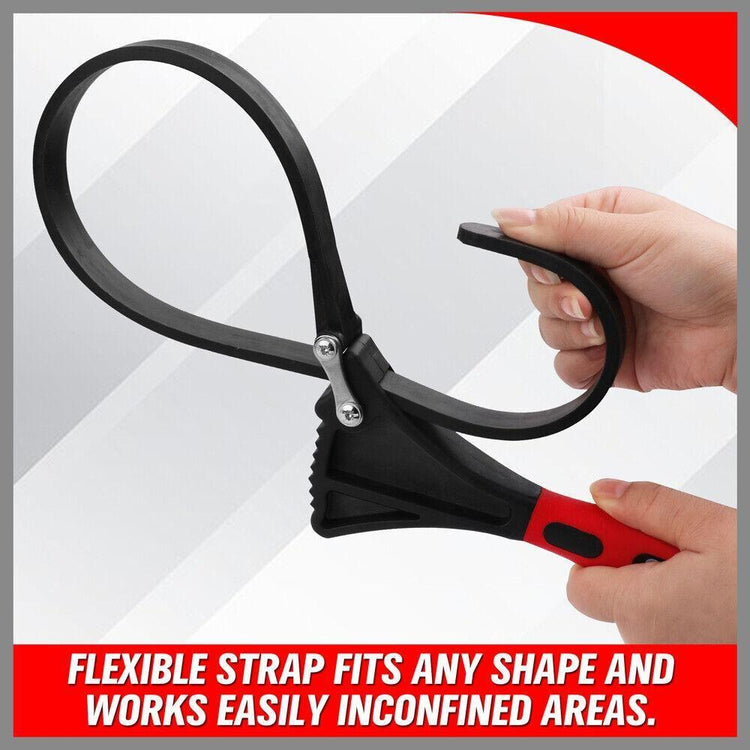 2x Rubber Strap Wrench Adjustable DIY Plumber Jars Hose Pipe Oil Filter Opener - Magdasmall