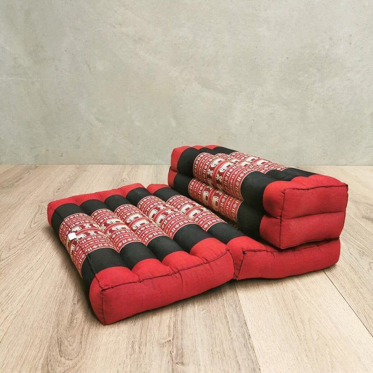 3-Fold Zafu Meditation Cushion Set Red-Ele - Magdasmall