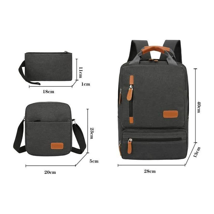 3-Piece Travel Backpack Set - Stylish Multi-Functional Backpack, Shoulder Bag & Pouch for Men & Women - Magdasmall