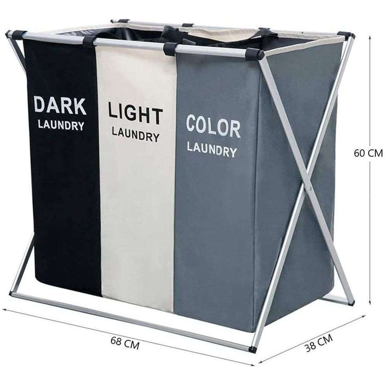 3 in 1 Large 135L Laundry Clothes Hamper Basket with Waterproof bags and Aluminum Frame (Multi)