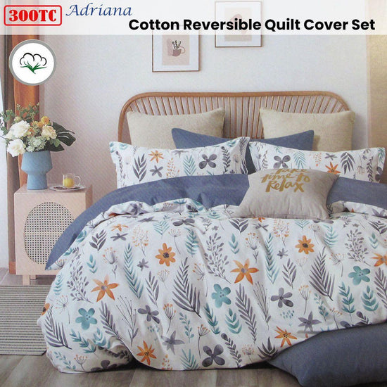 300TC Adriana Reversible Cotton Quilt Cover Set King - Magdasmall