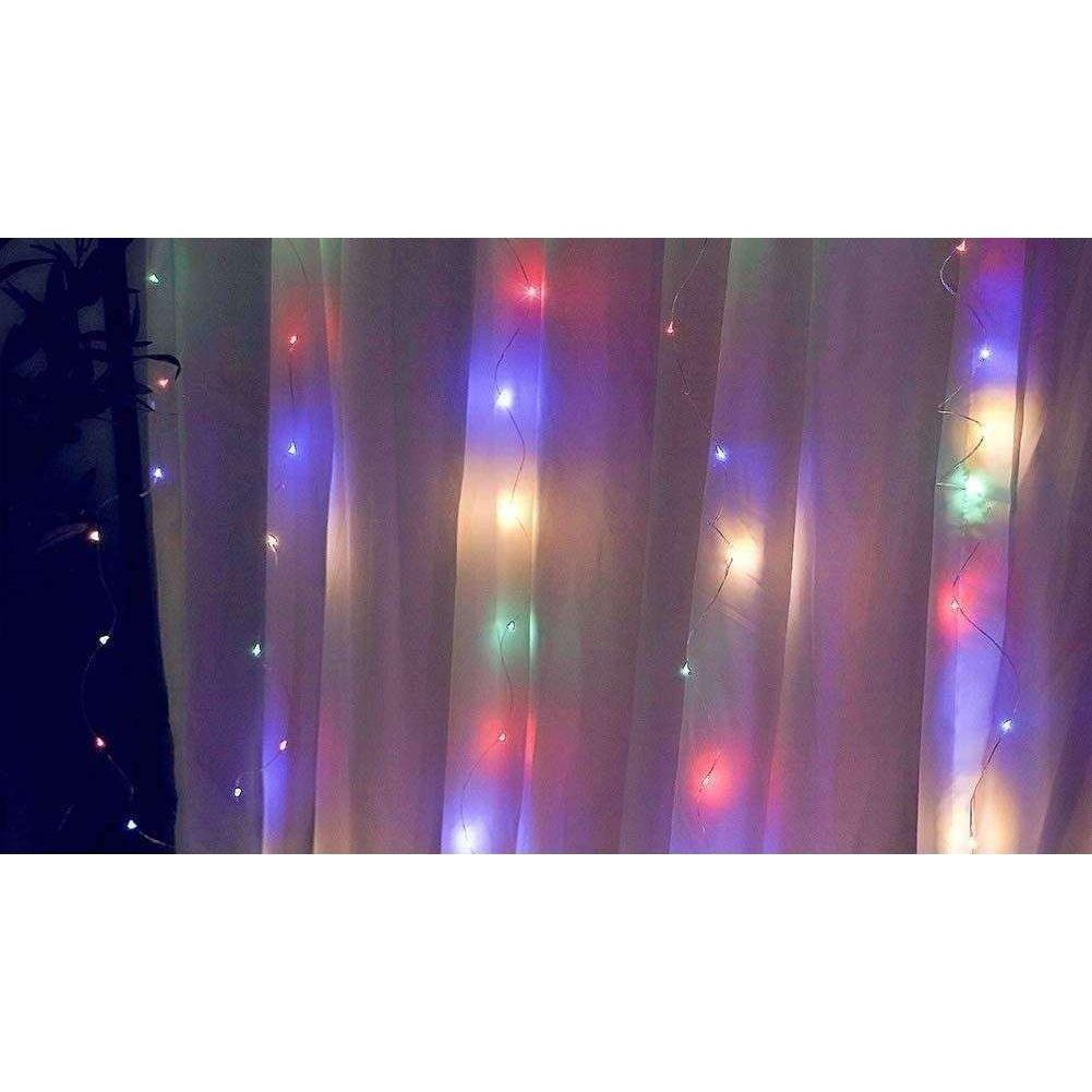 300 LEDs Window Curtain Fairy Lights 8 Modes and Remote Control for Bedroom (Multicolor, 300 x 300cm) - Magdasmall