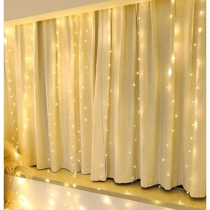 300 LEDs Window Curtain Fairy Lights 8 Modes and Remote Control for Bedroom (Warm White, 300 x 300cm) - Magdasmall