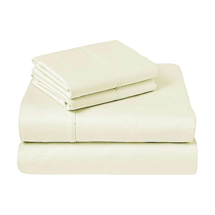 310TC Fusion Cotton Percale Sheet Set Ivory King - Magdasmall