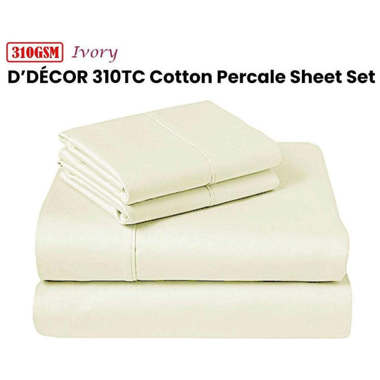 310TC Fusion Cotton Percale Sheet Set Ivory King - Magdasmall