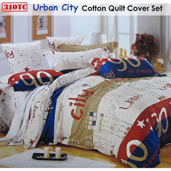 310TC Urban City Cotton Printed Quilt Cover Set Single - Magdasmall
