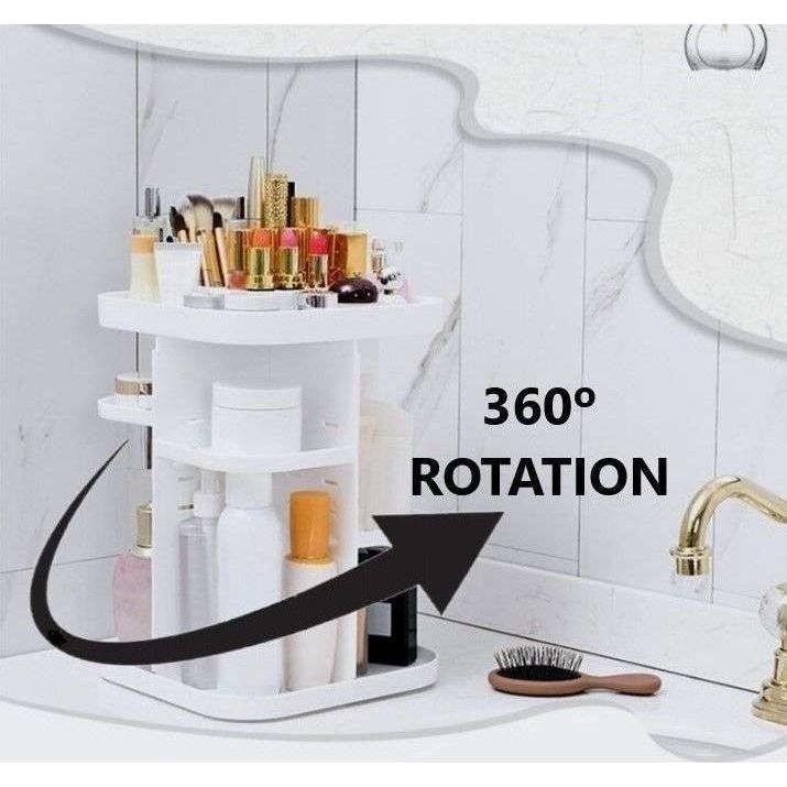 360 Rotating Large Capacity Makeup Organizer for Bedroom and Bathroom (White) - Magdasmall