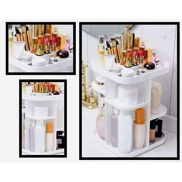 360 Rotating Large Capacity Makeup Organizer for Bedroom and Bathroom (White) - Magdasmall
