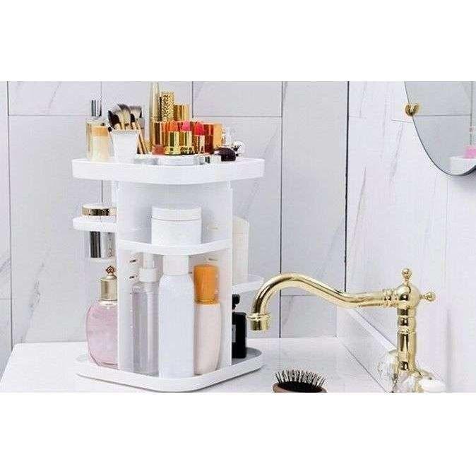 360 Rotating Large Capacity Makeup Organizer for Bedroom and Bathroom (White) - Magdasmall