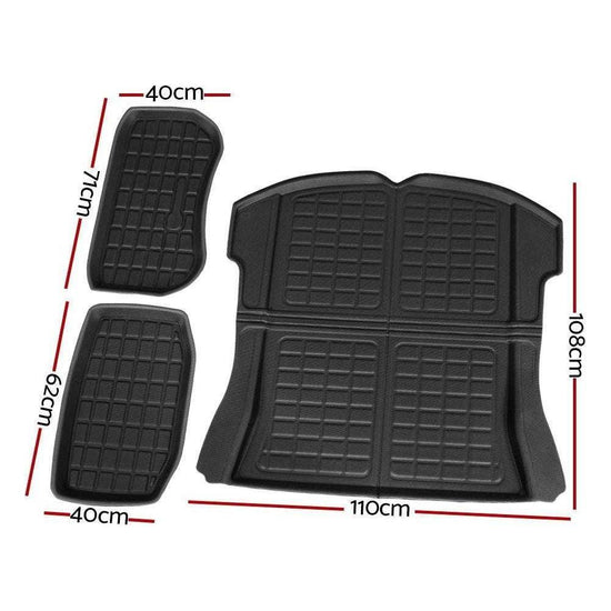 3PCS Car Rear Front Cargo Trunk Toolbox Luggage Rubber Mats for Tesla Model 3 2021-2022 - Magdasmall
