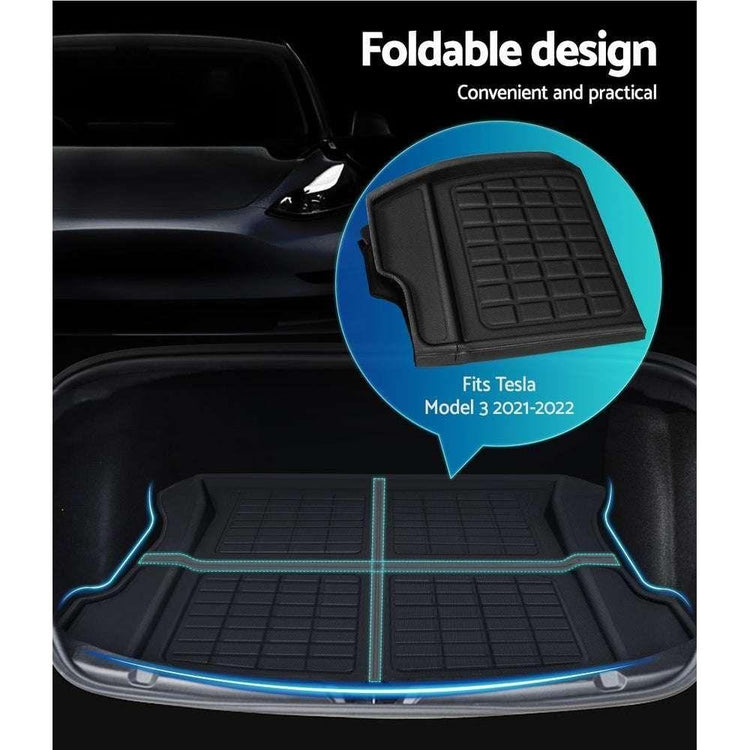 3PCS Car Rear Front Cargo Trunk Toolbox Luggage Rubber Mats for Tesla Model 3 2021-2022 - Magdasmall