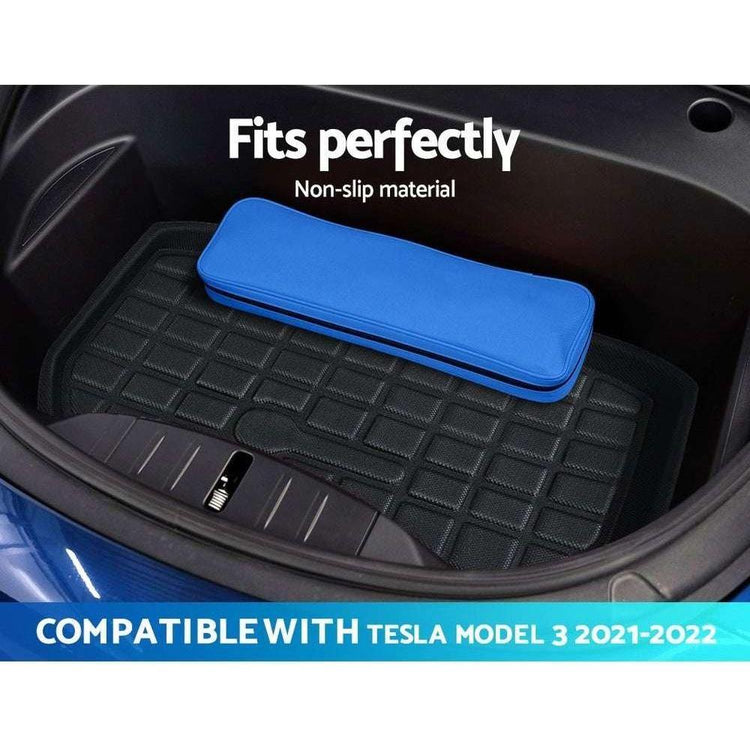 3PCS Car Rear Front Cargo Trunk Toolbox Luggage Rubber Mats for Tesla Model 3 2021-2022 - Magdasmall