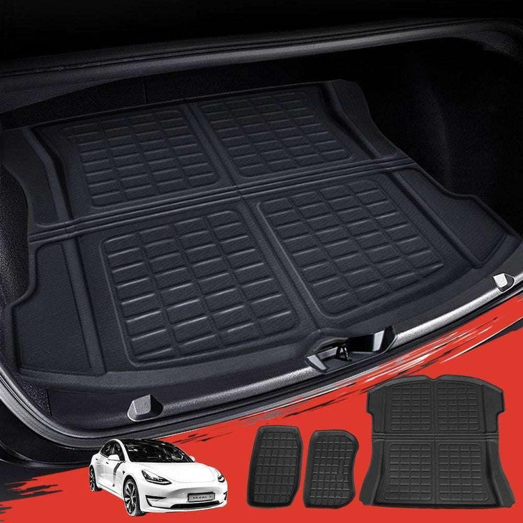 3PCS Car Rear Front Cargo Trunk Toolbox Luggage Rubber Mats for Tesla Model 3 2021-2022 - Magdasmall